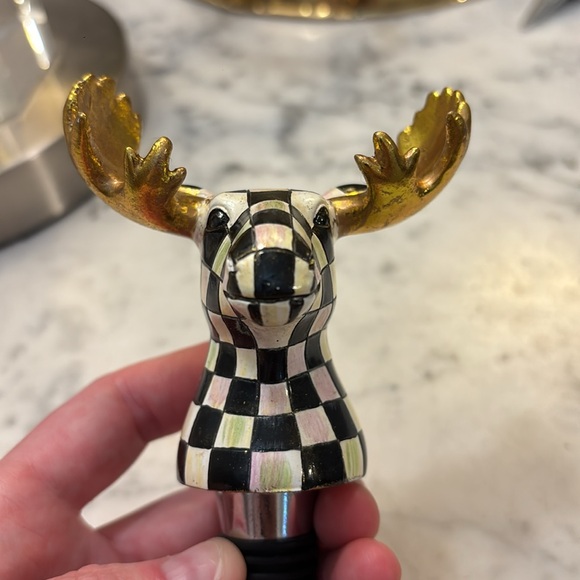 Mackenzie Childs Courtly Check Moose Bottle Stopper - Picture 12 of 14